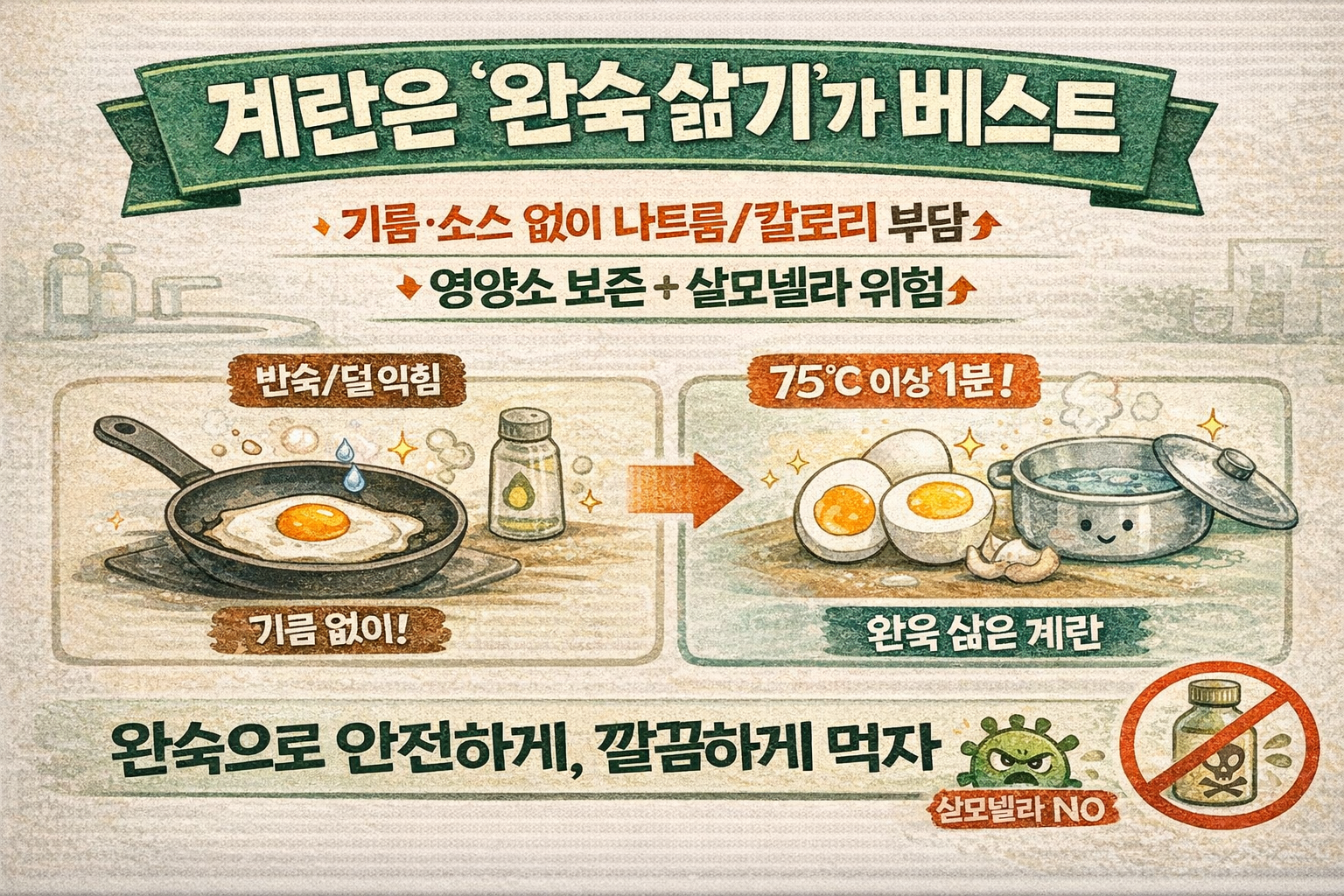 계란은 왜 ‘완숙 삶기’가 최고일까? 영양 보존·다이어트·살모넬라 예방까지 한 번에 정리