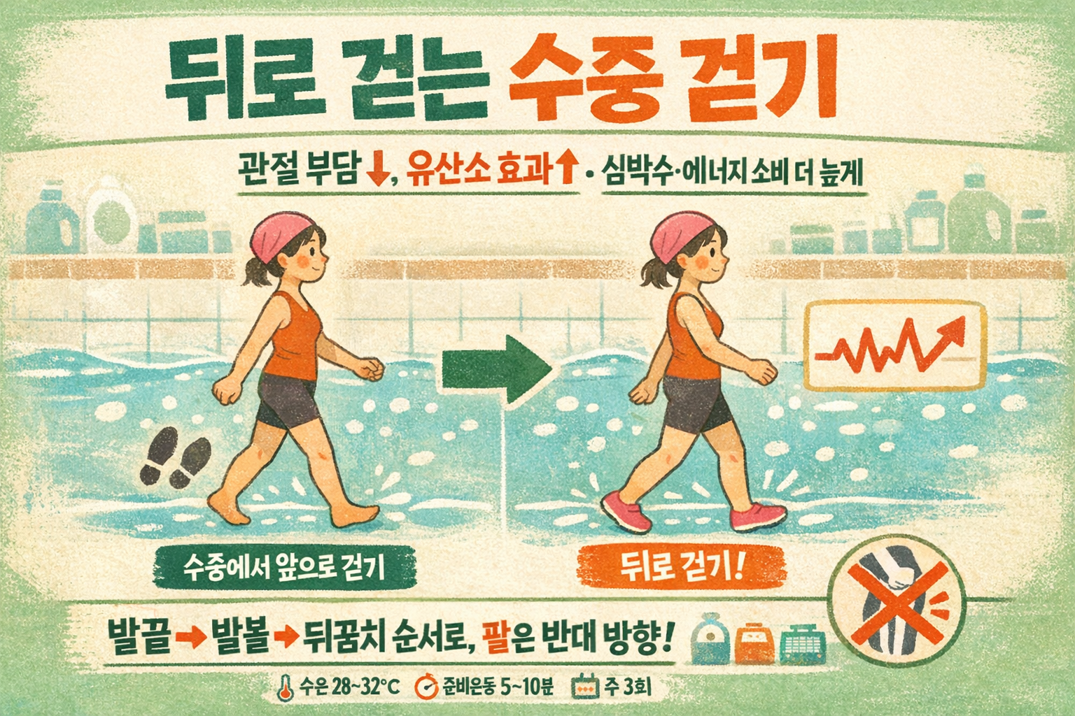 수중 걷기 효과 높이는 법|뒤로 걷기 ‘역방향’ 워킹 5가지 핵심