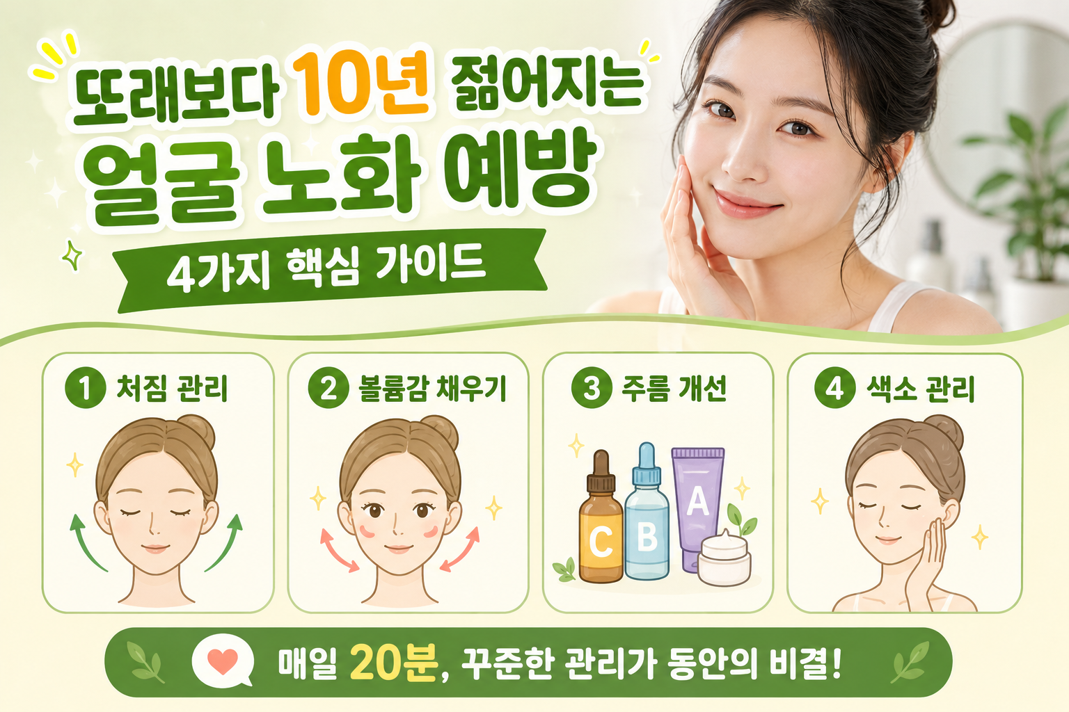 또래보다 10년 젊어 보이는 얼굴 노화 예방 핵심 4가지