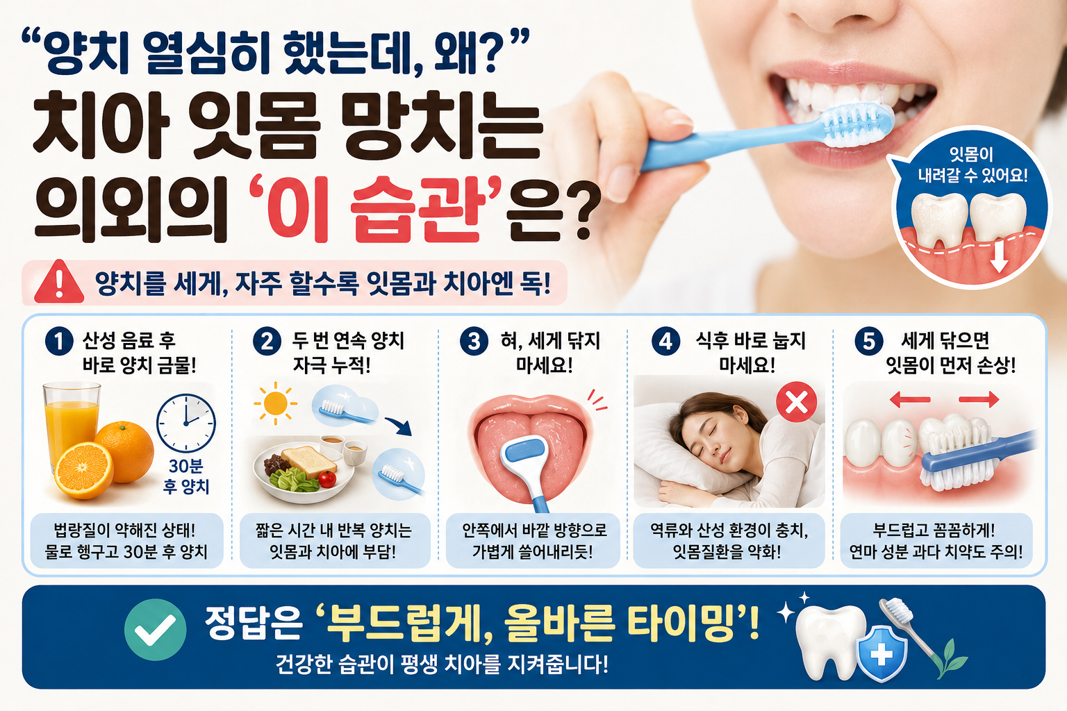 오렌지주스 마시고 바로 양치? 치아·잇몸 망치는 의외의 습관