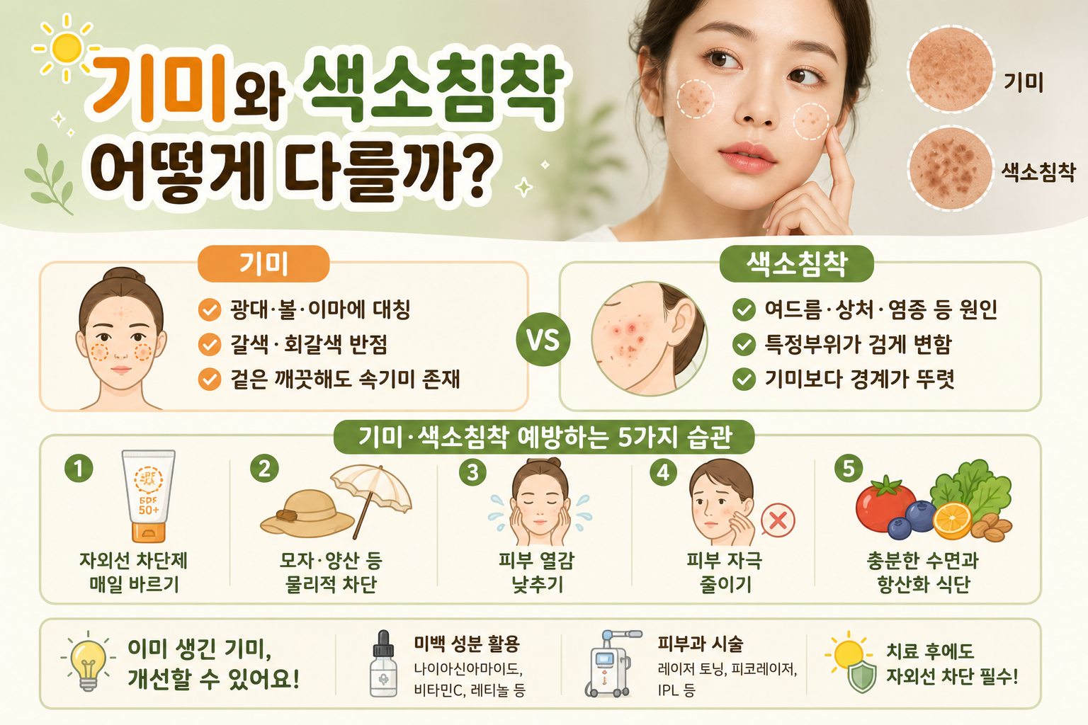 기미와 색소침착 차이, 여름에 더 짙어지는 잡티 막는 법