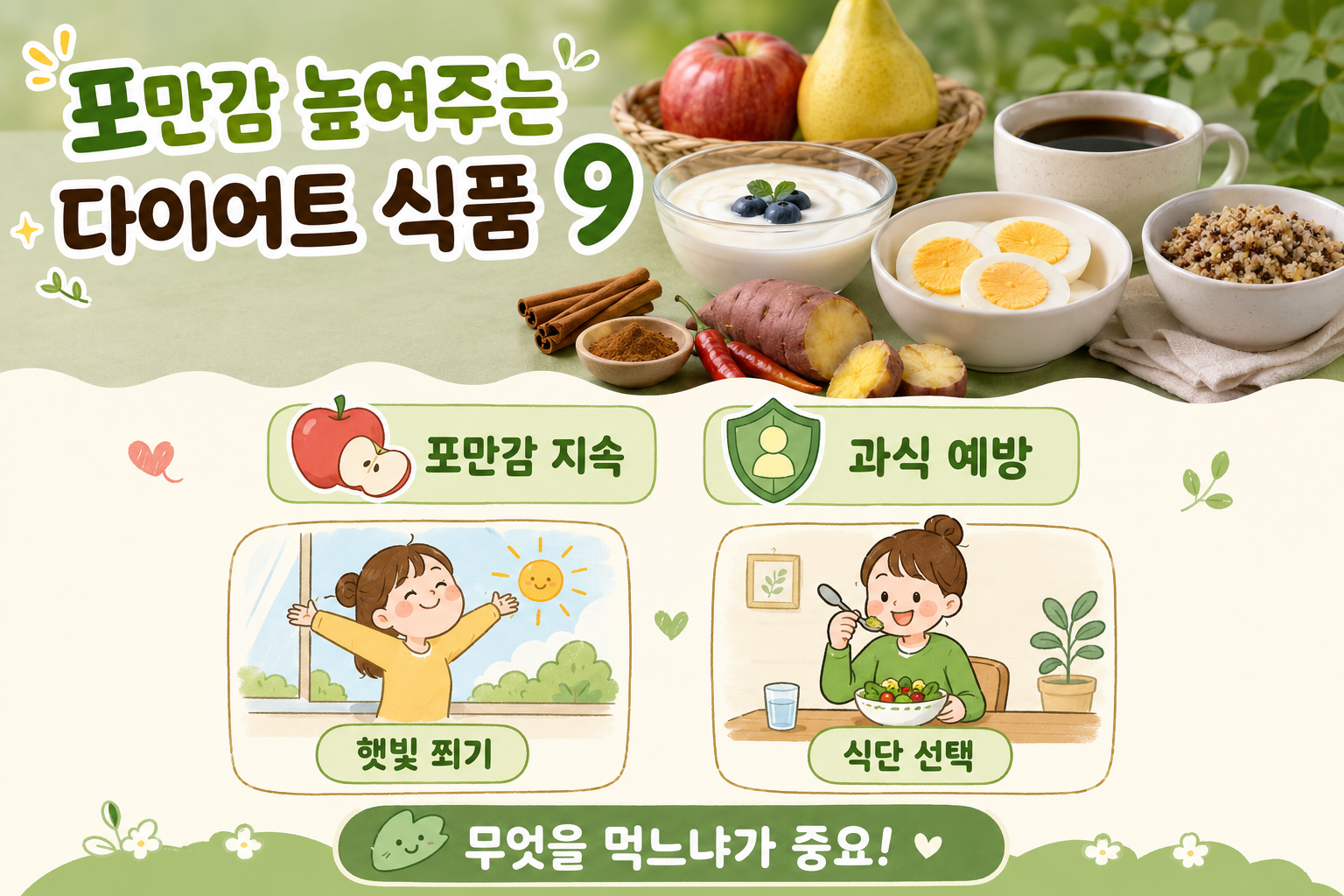 살 덜 찌는 포만감 높은 음식 9가지, 배고픔 없이 체중 감량하는 법