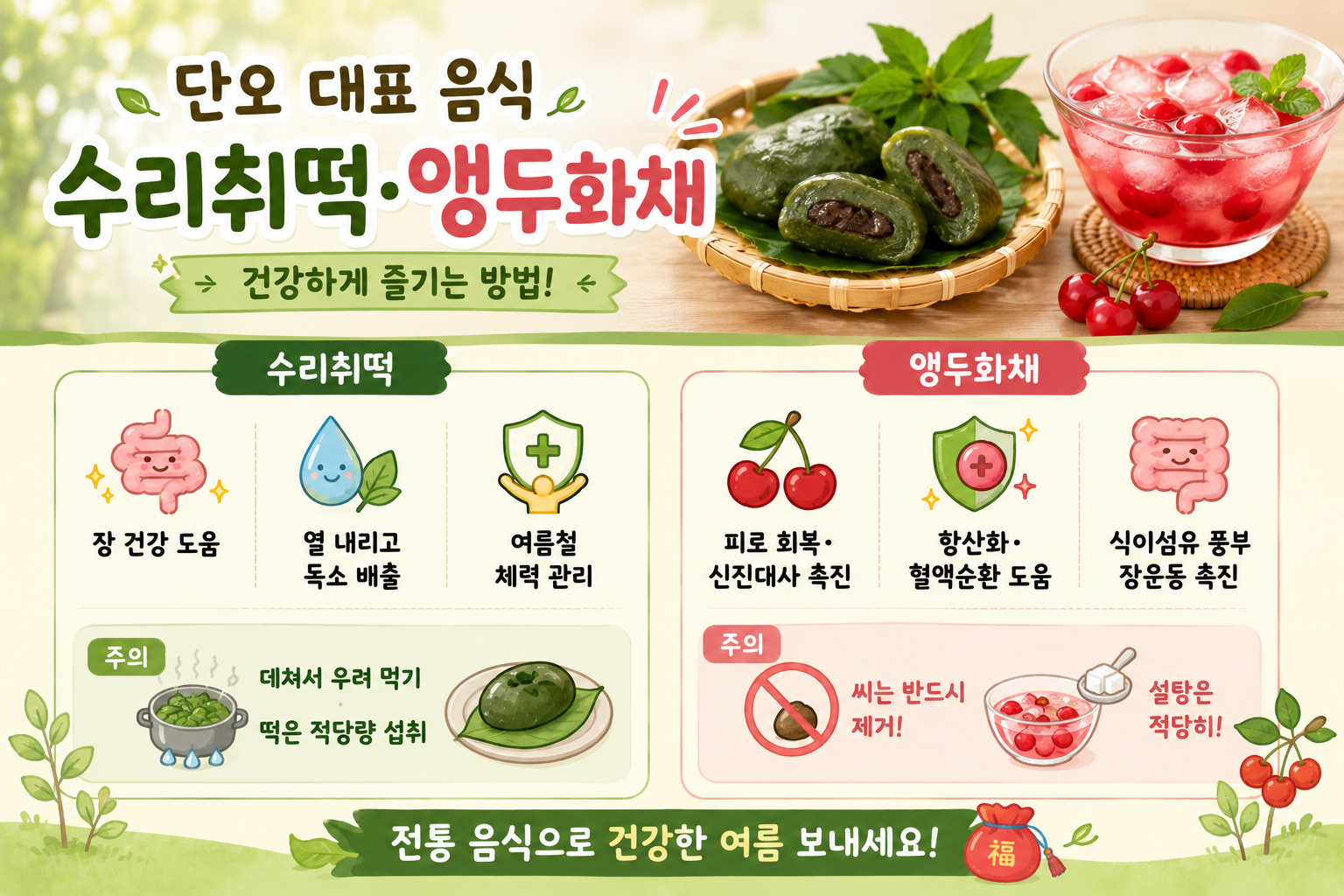 단오에 먹는 수리취떡과 앵두화채, 효능보다 중요한 주의사항