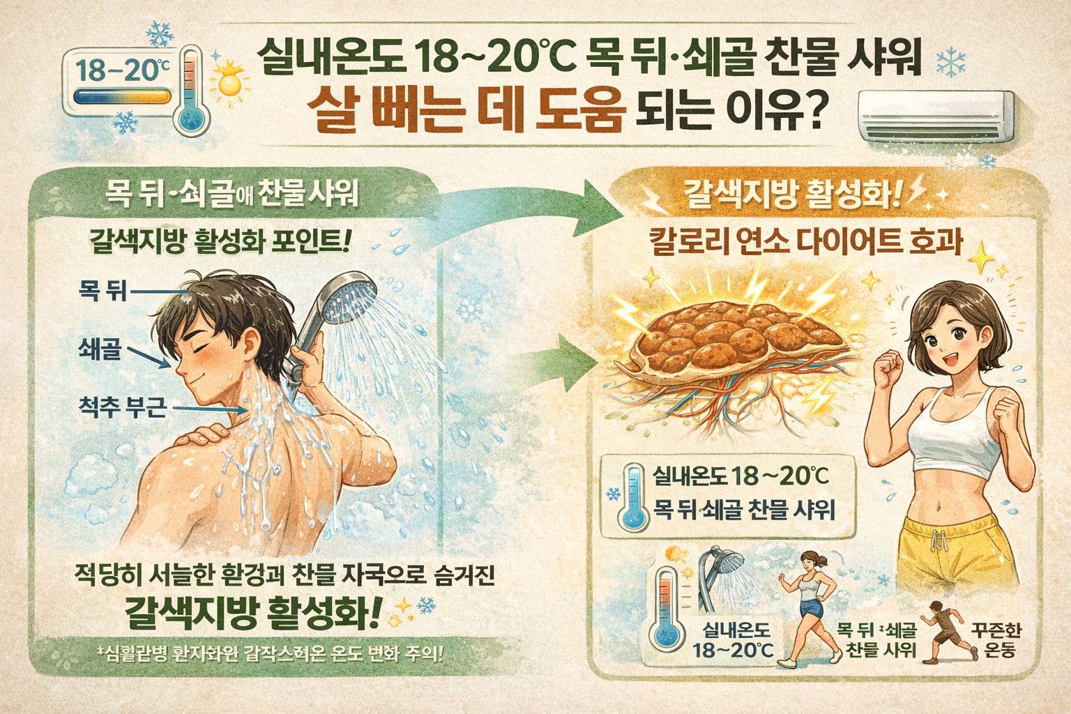 찬물 샤워·실내온도 18~20도, 왜 살이 빠질까? 갈색지방 다이어트 핵심