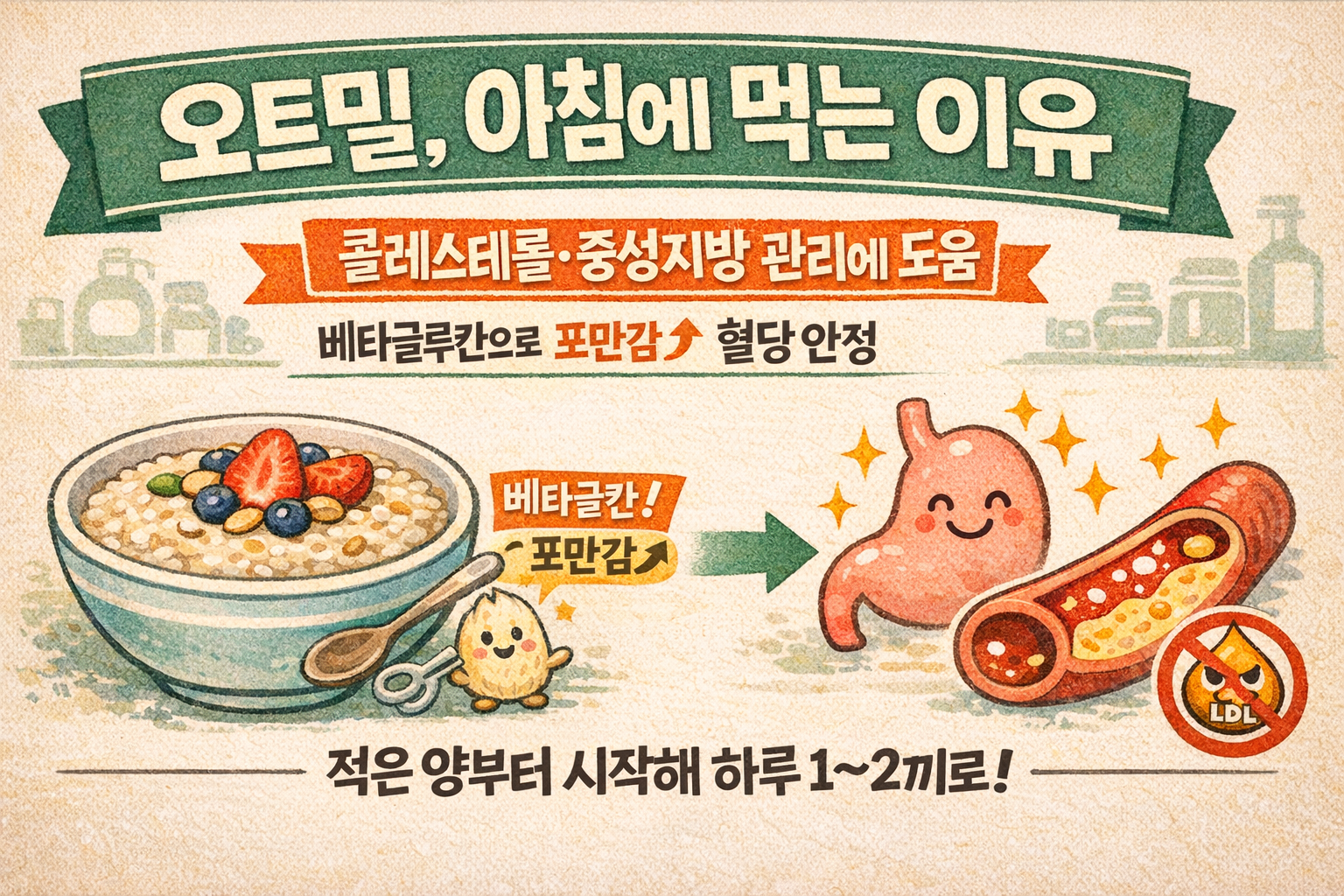 아침에 오트밀 먹으면 ‘혈관·혈당’에 도움…베타글루칸 효과와 먹는 법(복부팽만 주의)