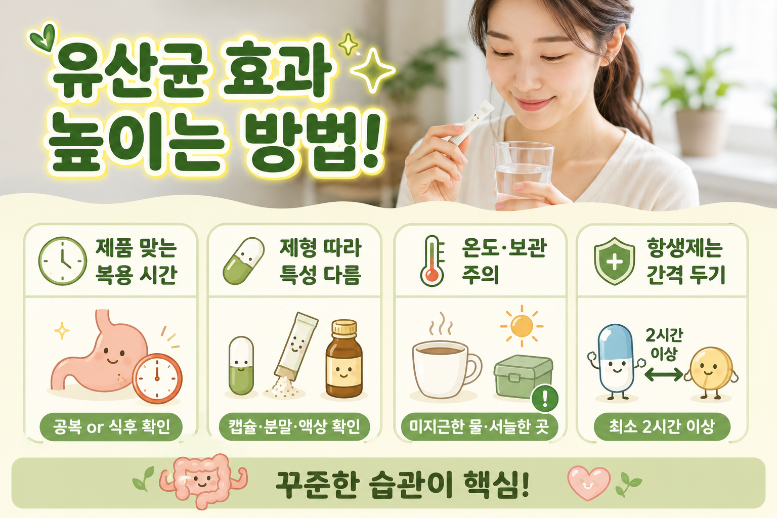 유산균 먹는 시간, 공복이 정답일까? 효과 높이는 복용법 4가지