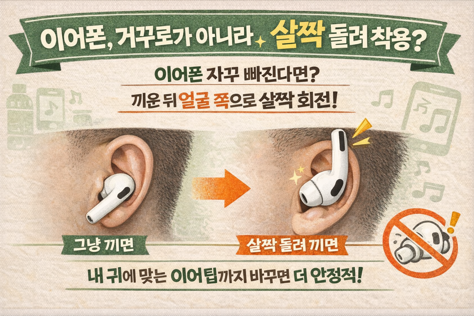 이어폰 자꾸 빠진다면? 반대로가 아니라 이렇게 돌려 껴야 안 빠진다