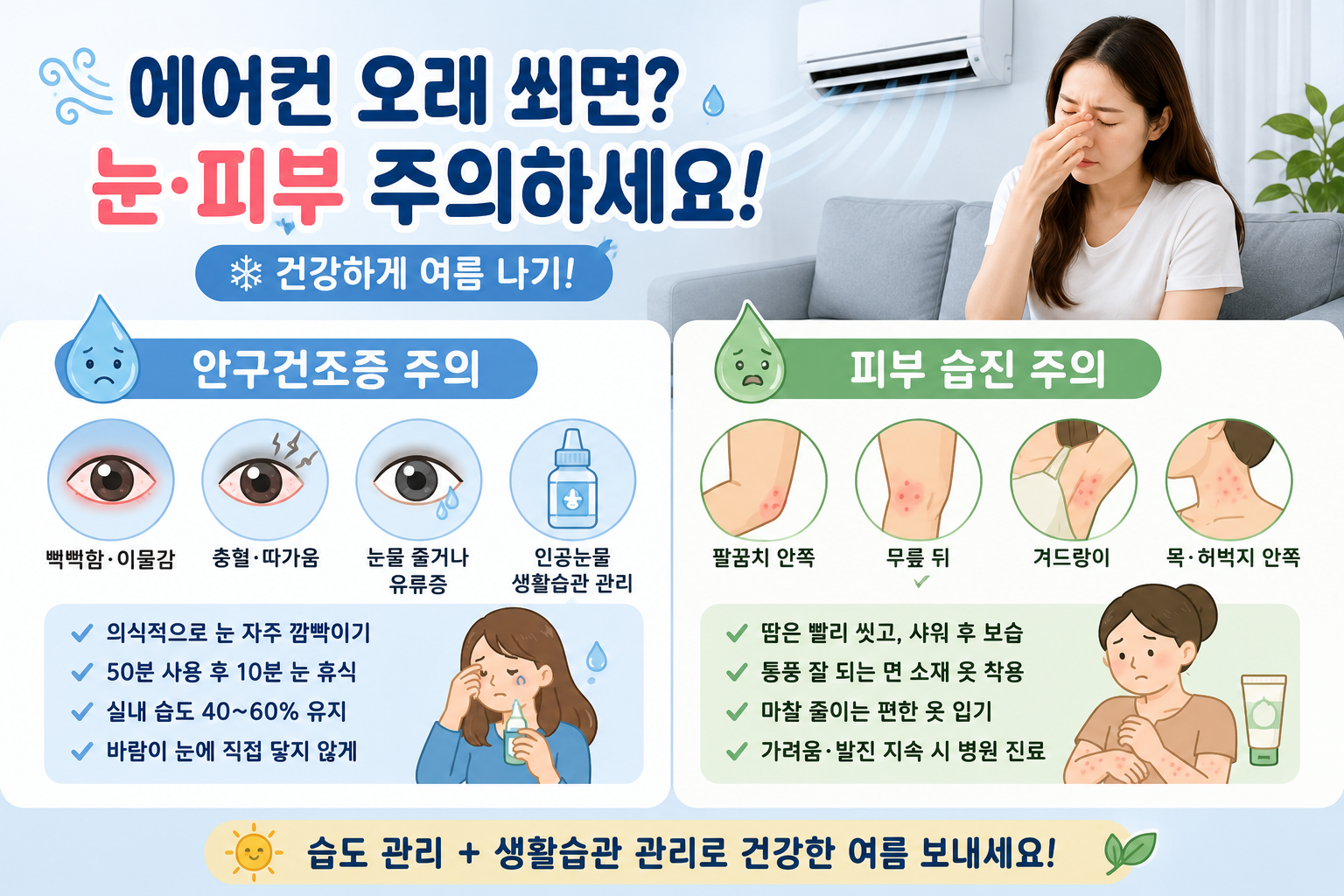 에어컨 오래 켰더니 눈 뻑뻑·피부 가려움…안구건조증·습진 신호
