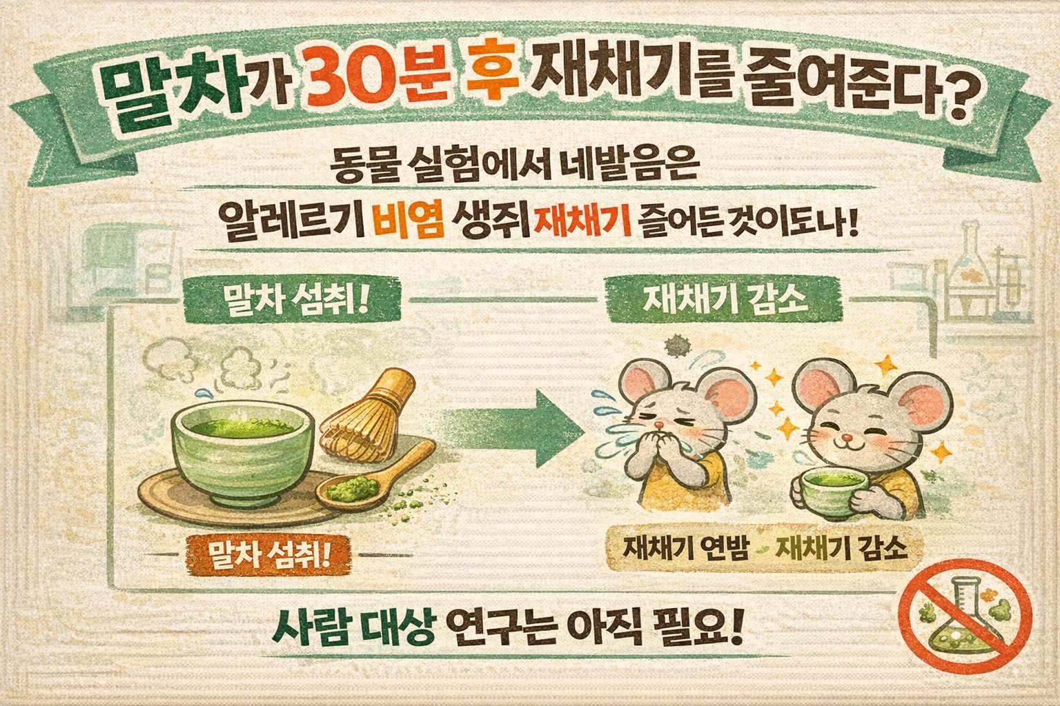 알레르기 비염 재채기 줄여줄까? 말차 연구와 봄철 꽃가루 주의사항