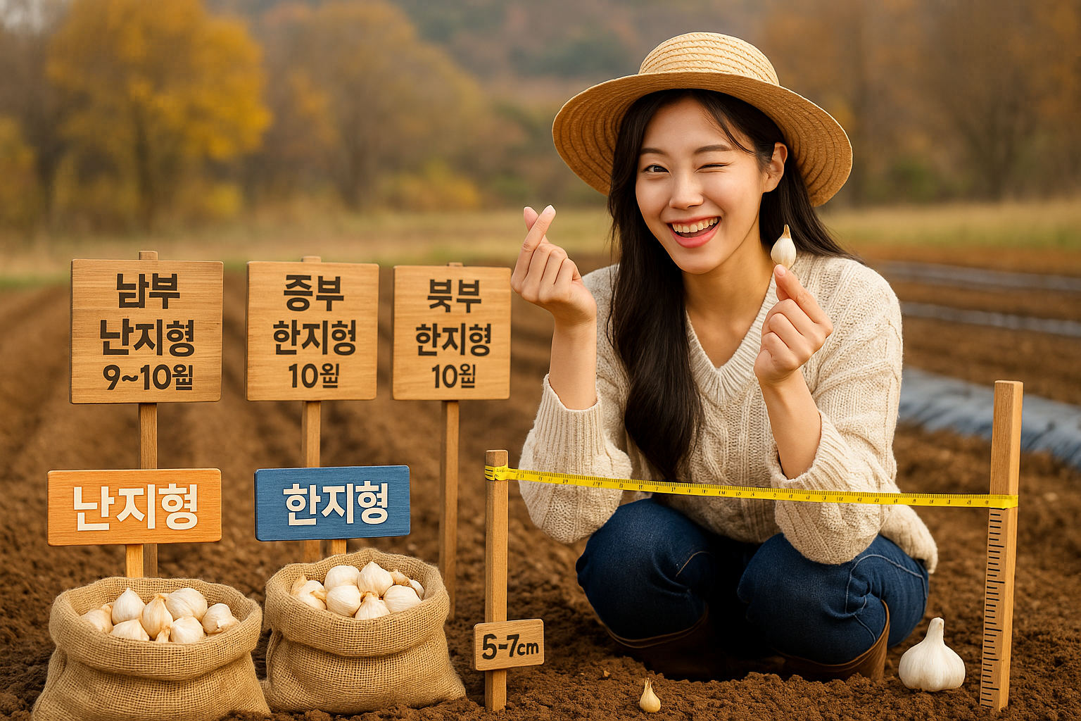 마늘 심는 시기(남부·중부·북부) 총정리｜간격·깊이·한지형·난지형 파종법 달력