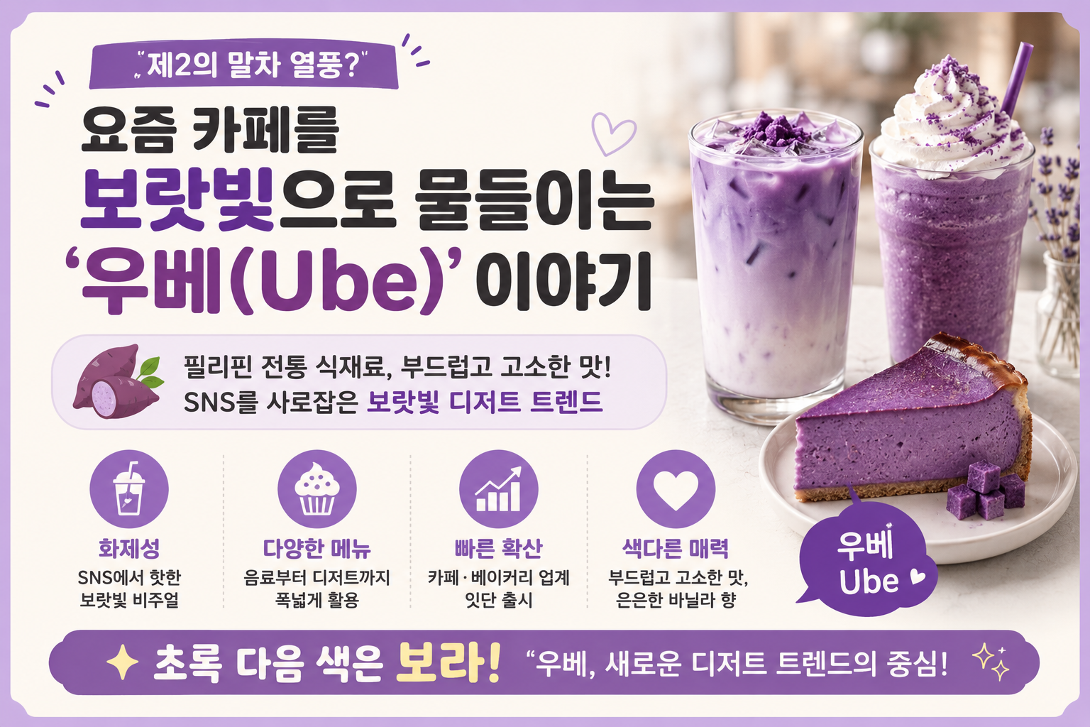 우베 뜻? 제2의 말차라 불리는 이유, 요즘 카페를 보랏빛으로 물들이는 디저트
