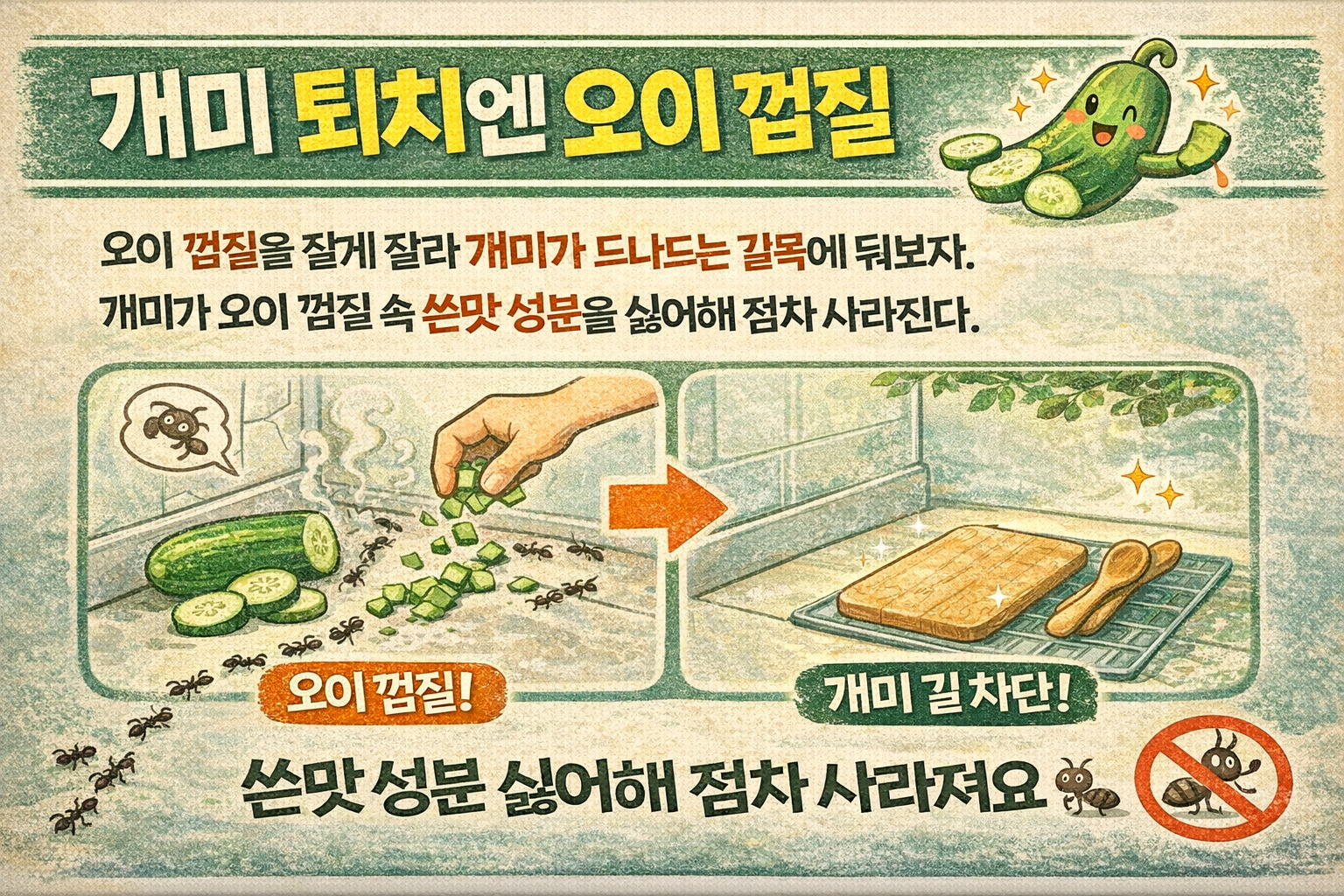 개미 퇴치 꿀팁: 오이 껍질만 두면 된다? 개미가 싫어하는 성분으로 자연스럽게 없애기