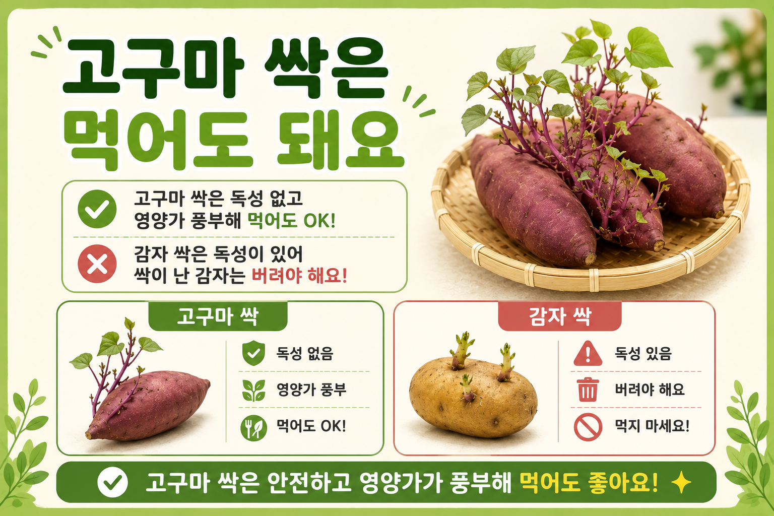 고구마 싹 먹어도 될까? 감자 싹과 완전히 다른 이유