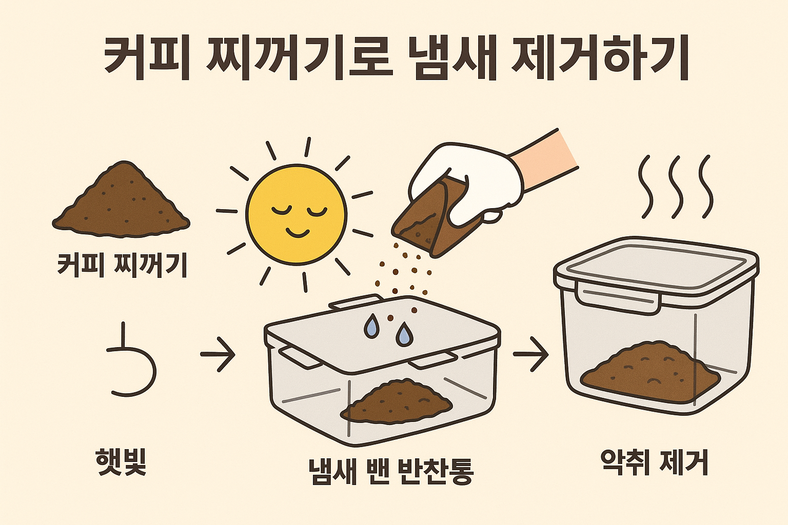 커피 찌꺼기로 반찬통 냄새 잡는 법