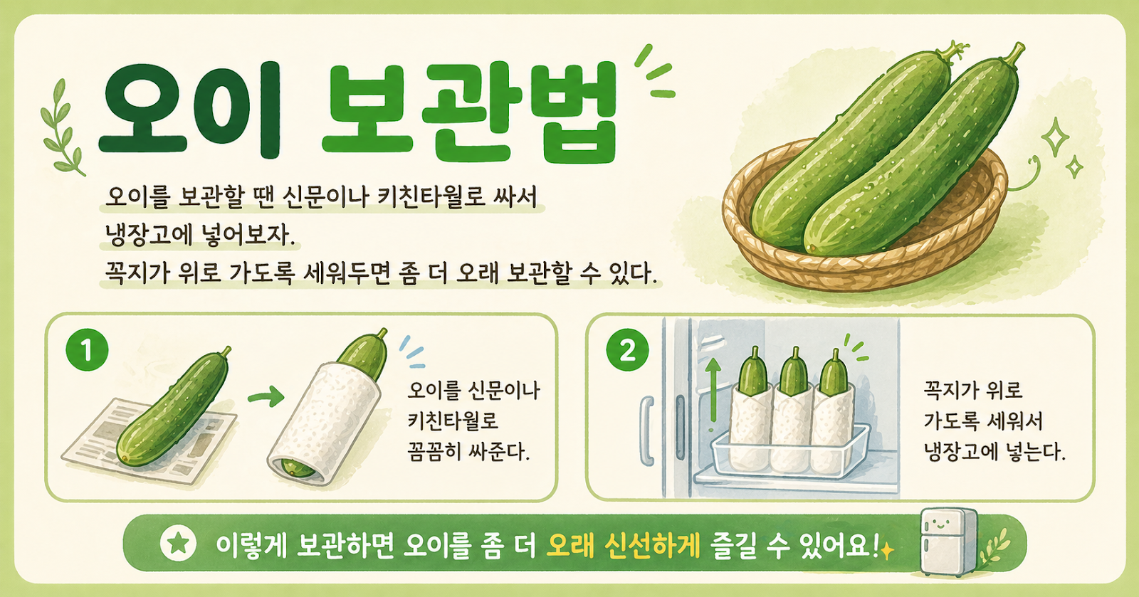 오이 보관법, 무르지 않고 오래 싱싱하게 보관하는 핵심 팁