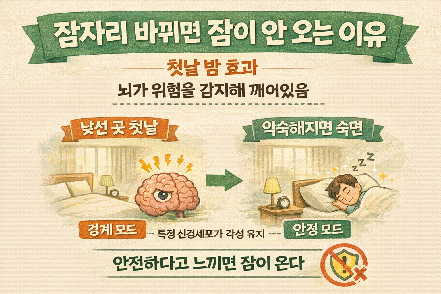 잠자리 바뀌면 왜 잠이 안 올까? ‘첫날 밤 효과’ 원인과 뇌의 경계 뉴런(IPACL CRF)