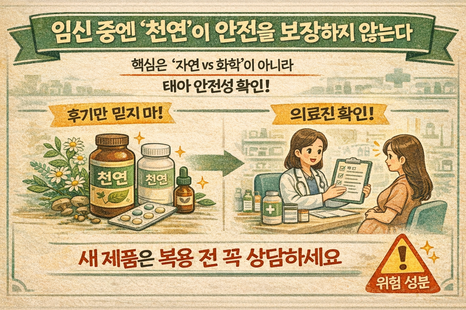 임신 중 ‘천연’이 더 위험할 수 있다: 한약·허브·건기식, 태아 안전성부터 의료진 확인