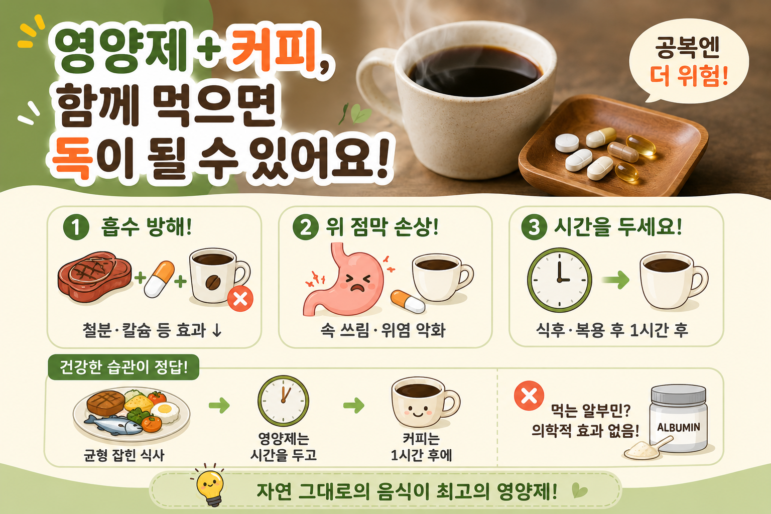 영양제 먹고 바로 커피 마시지 마세요! 철분 흡수 떨어지는 이유