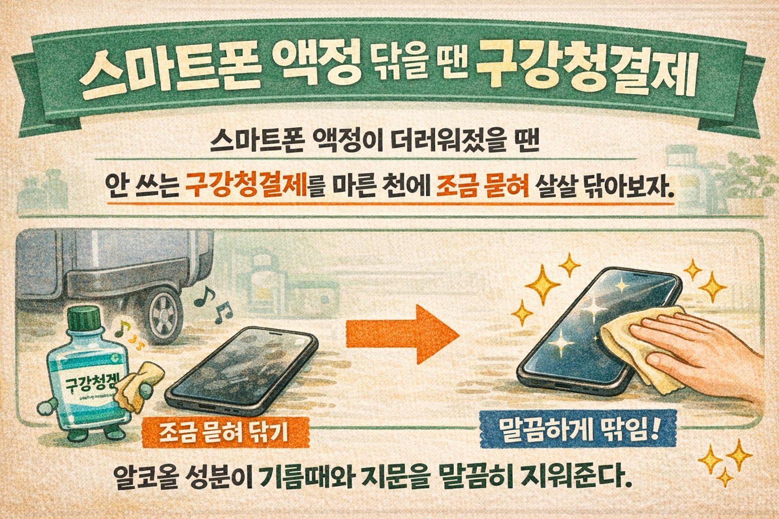 스마트폰 액정, 구강청결제로 닦아도 될까? 코팅 손상 피하는 안전한 청소법