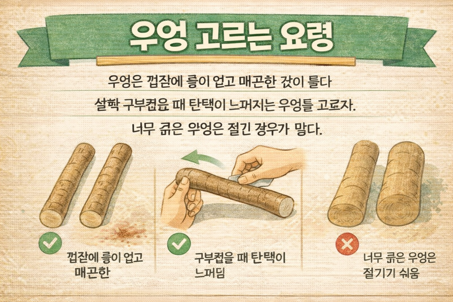 우엉 고르는 요령, 매끈하고 탄력 있는 우엉 고르는 쉬운 방법
