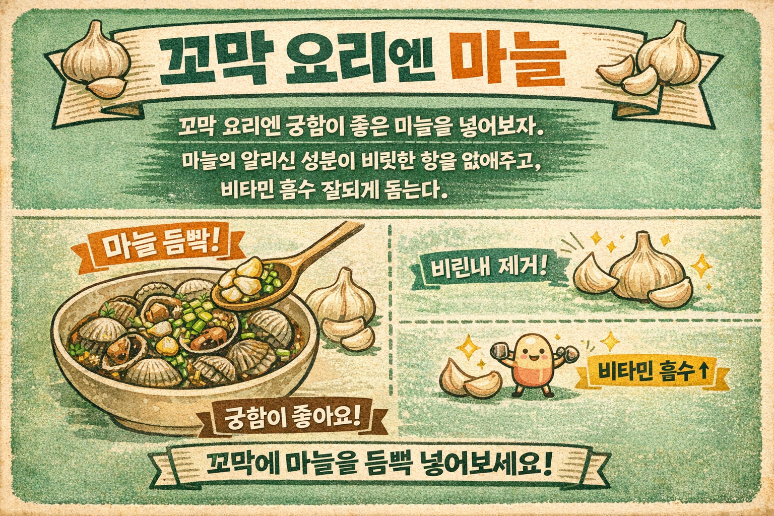 꼬막 요리에 마늘 꼭 넣어야 하는 이유, 비린내 잡고 비타민 흡수까지