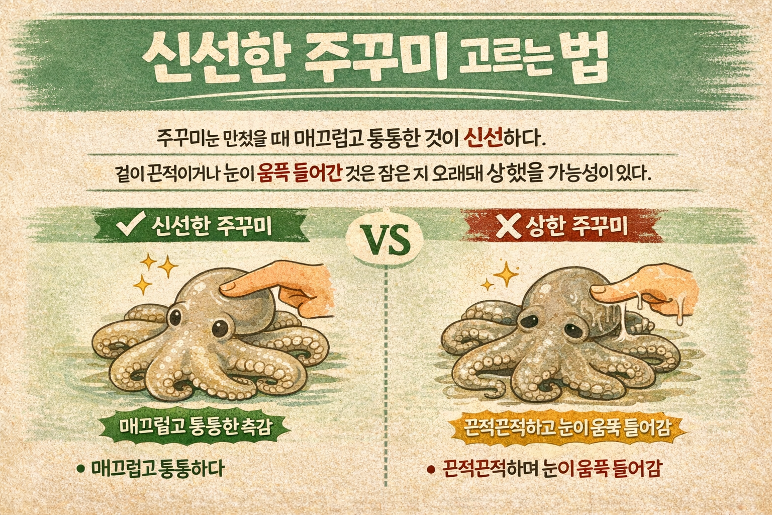 신선한 주꾸미 고르는 법, 매끄럽고 통통한지 먼저 보세요