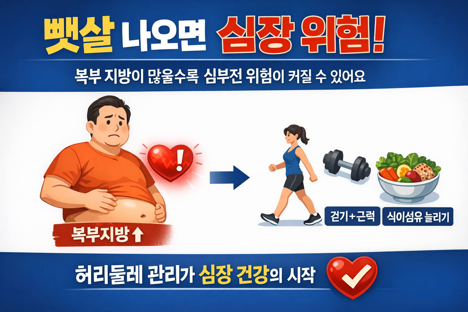 뱃살 나오면 심장 건강 위험? 허리둘레가 더 중요한 이유와 복부 지방 빼는 법