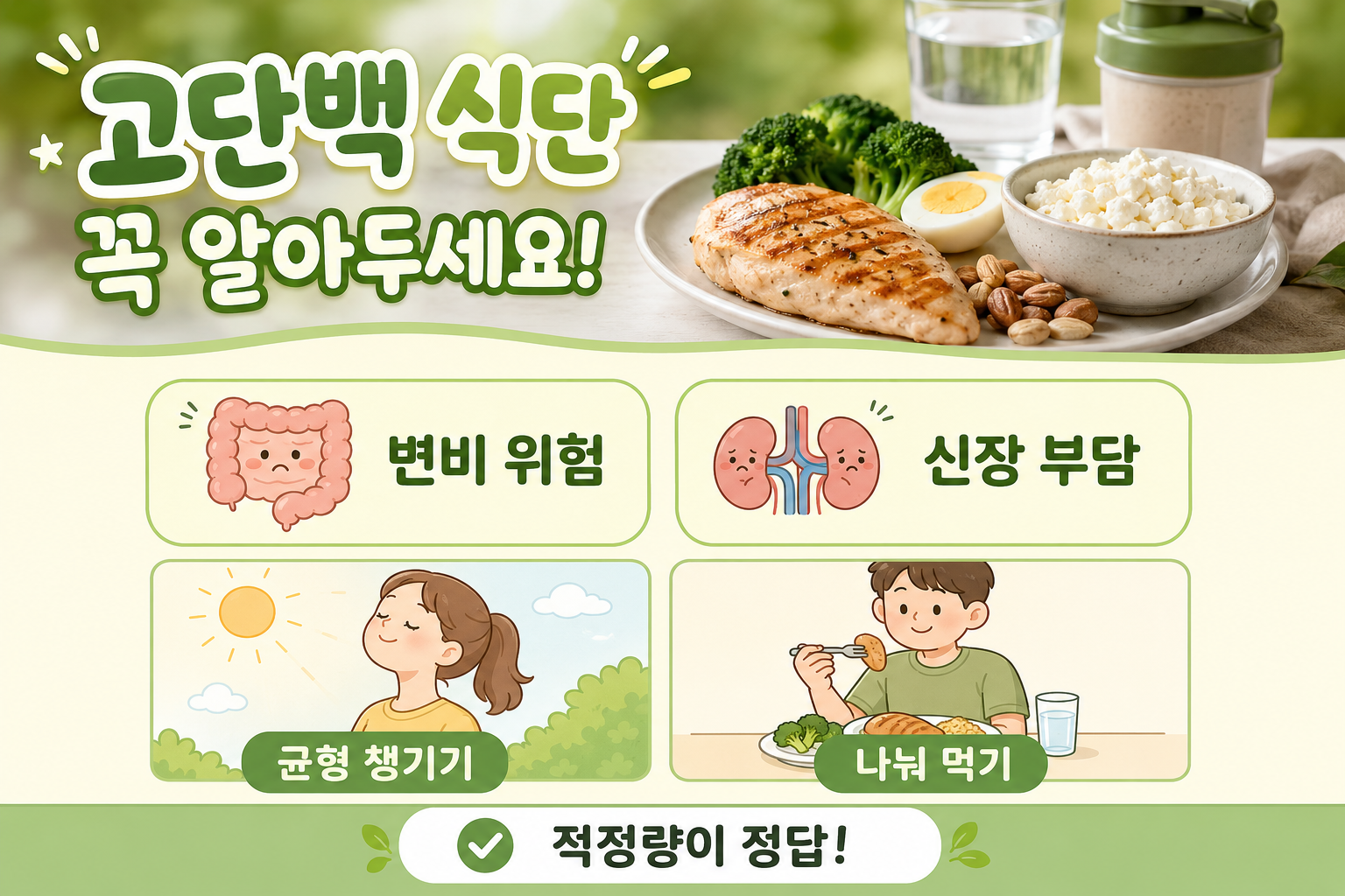 단백질 과다 섭취 부작용 3가지, 하루 적정량은 얼마일까?