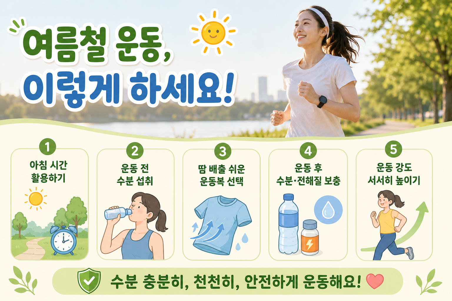 여름 운동 잘못하면 탈수 위험! 수분 보충부터 운동 시간까지 꼭 지킬 5가지
