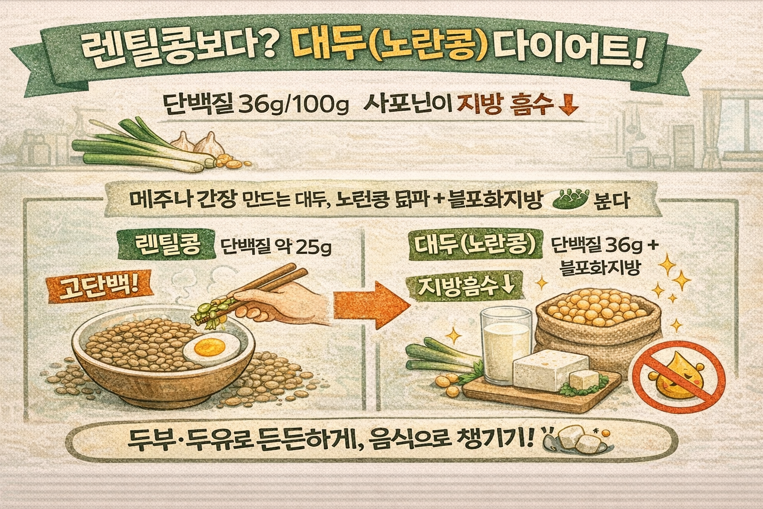 렌틸콩보다 다이어트 효과? 대두(노란콩) 단백질 1위·사포닌이 지방 흡수 억제한다는 이유