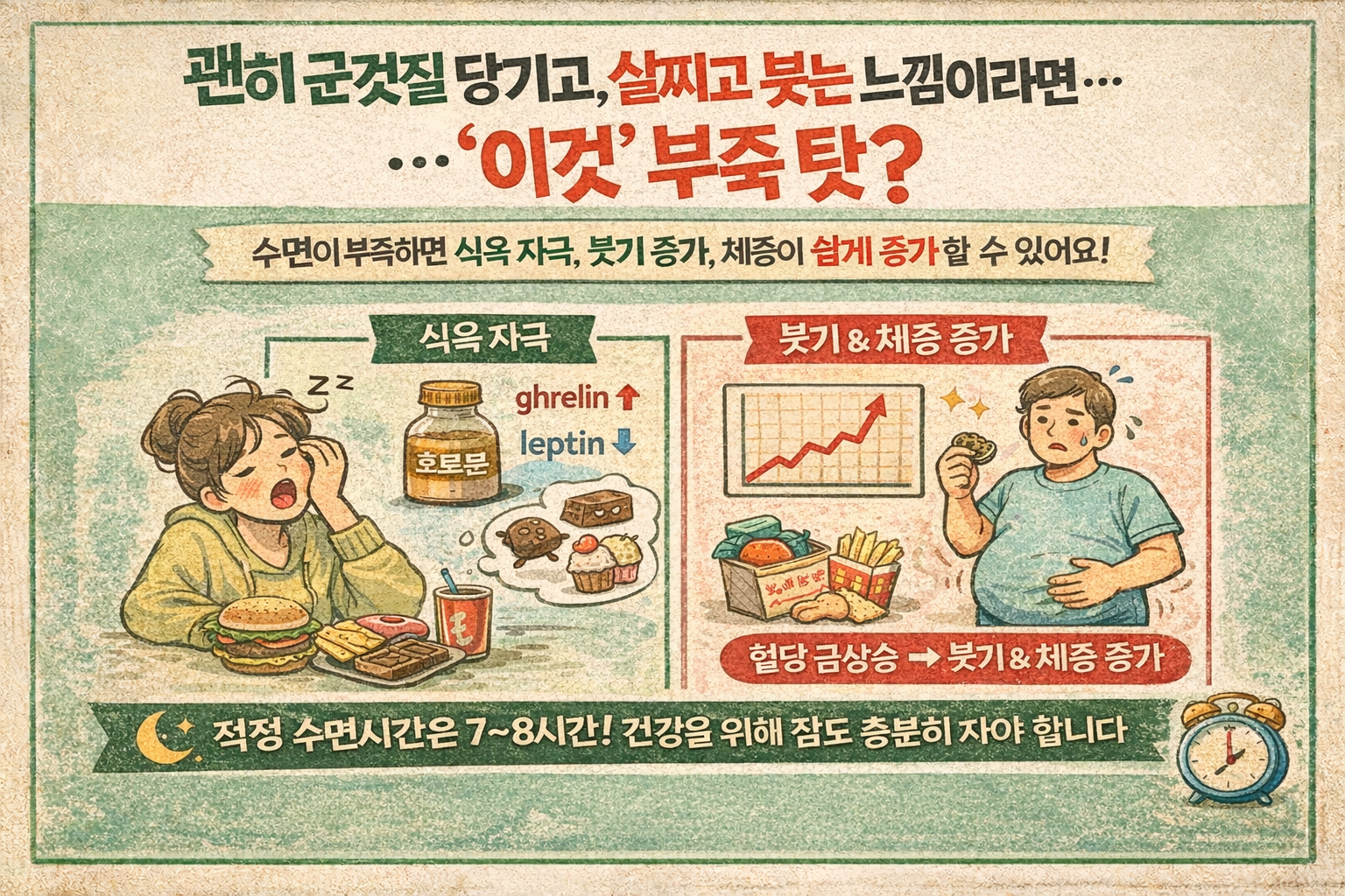 수면 부족이 부른 가짜 식욕…군것질 당기고 살찌고 붓는 이유