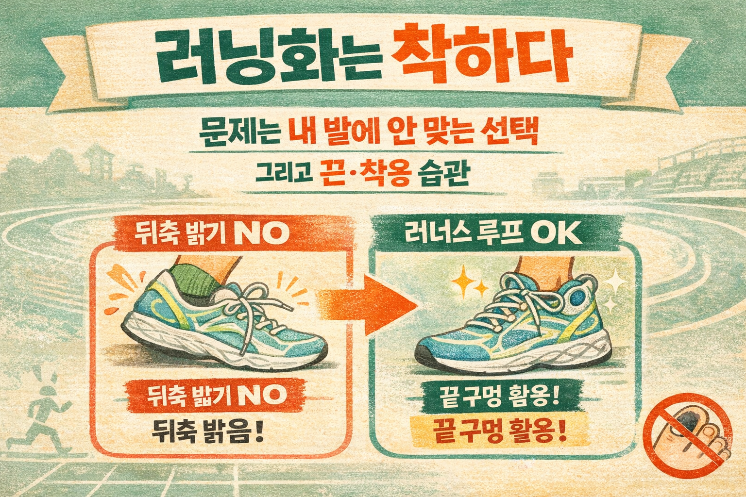 러닝화가 문제? 진짜는 ‘핏·끈·습관’…발톱멍·물집 막는 마지막 구멍(러너스 루프/힐락) 사용법