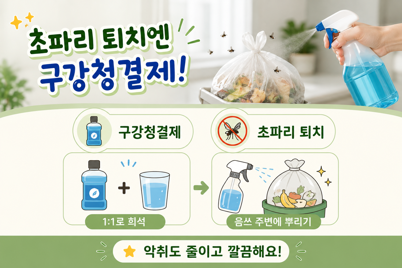 초파리 퇴치법, 구강청결제와 물만 섞으면 싹 사라집니다