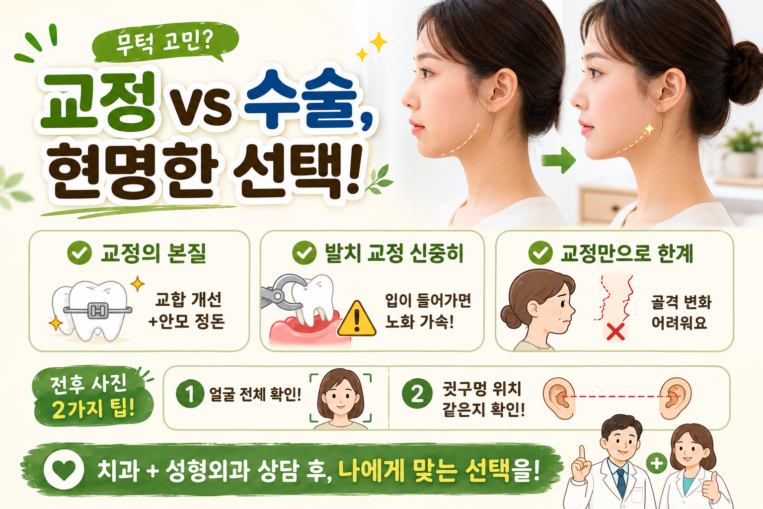 무턱 교정부터 했다가 후회? 수술 전 꼭 알아야 할 발치교정의 한계