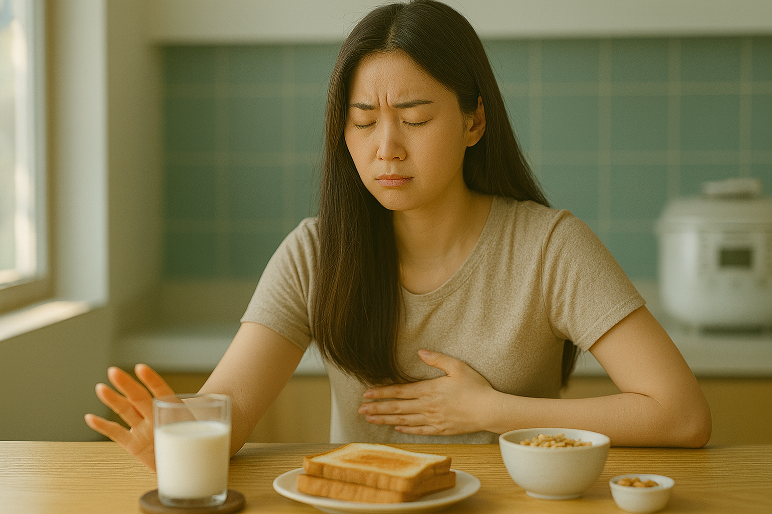 아침 빈속에 우유 피하세요: 속쓰림 예방, 빵·시리얼·견과류와 함께 드세요
