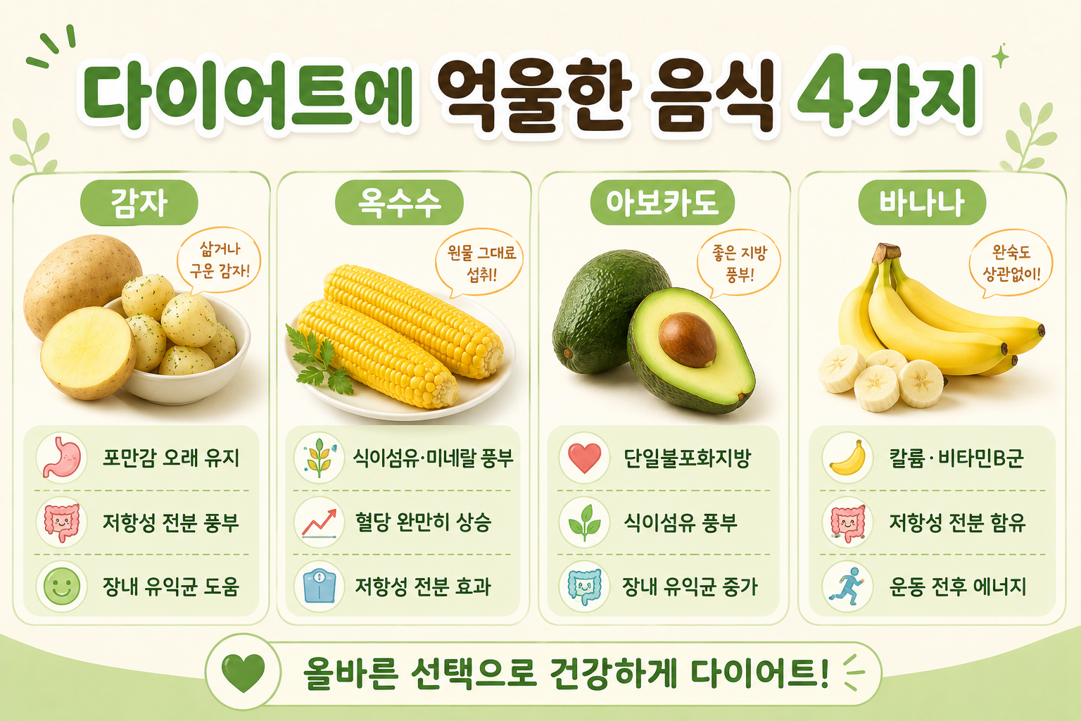 감자·옥수수 먹으면 살찐다? 다이어트 때 억울하게 피한 음식 4가지