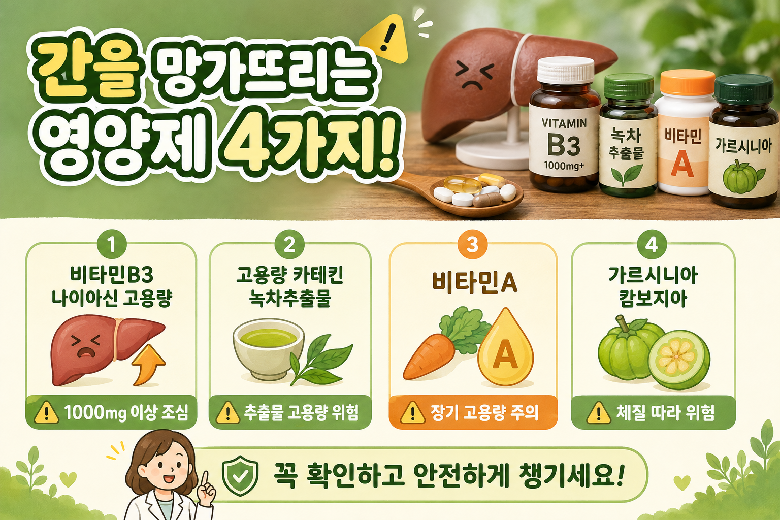 간 손상 부를 수 있는 영양제 4가지, 매일 먹기 전 꼭 확인하세요