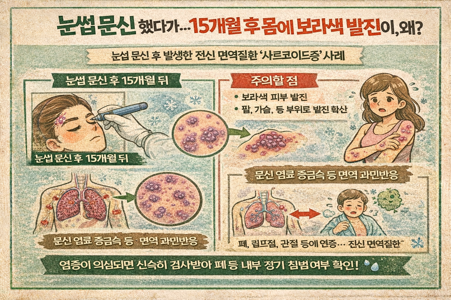 눈썹 문신 15개월 뒤 보라색 발진…사르코이드증 의심해야 하는 이유