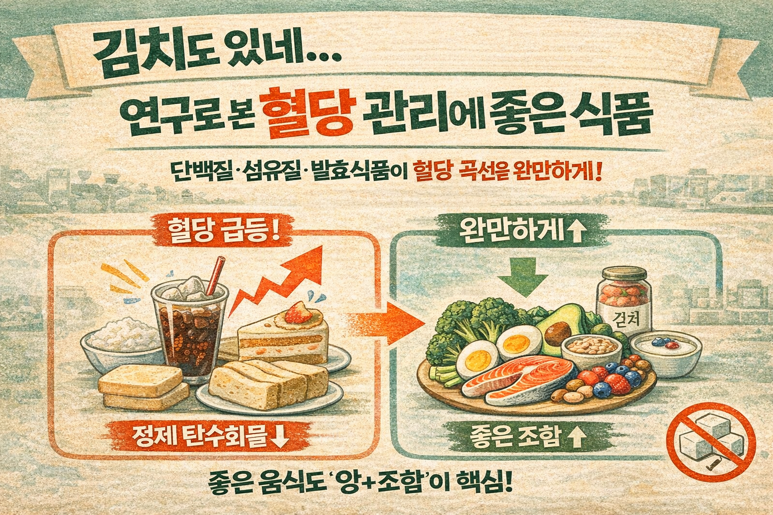 김치도 포함! 연구로 확인된 ‘혈당 낮추는 데 도움 되는 음식’ 15가지(당뇨·당뇨전단계 식단)