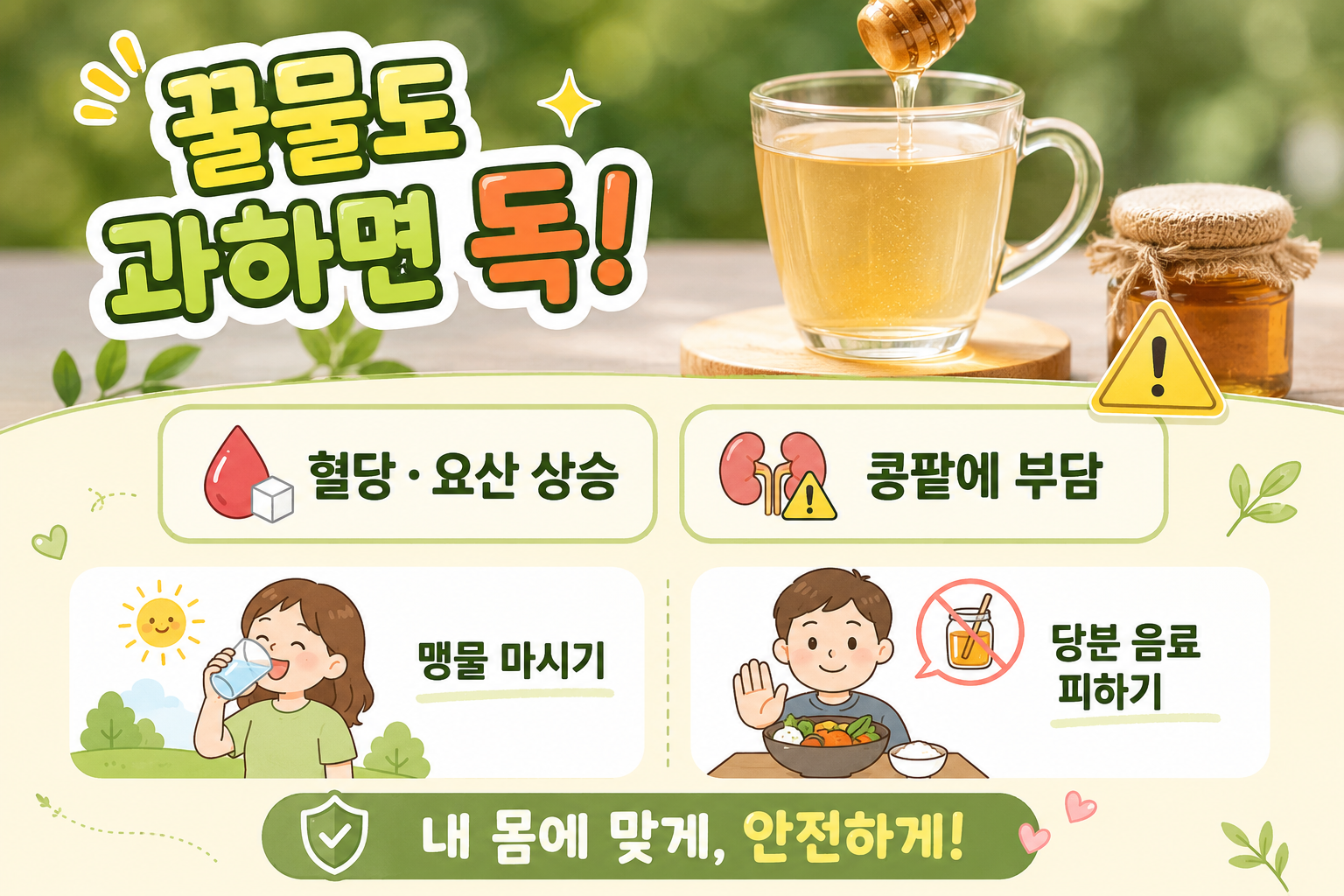 꿀물이 콩팥에 좋다 믿었다가 응급투석, 만성콩팥병 환자가 피해야 할 습관