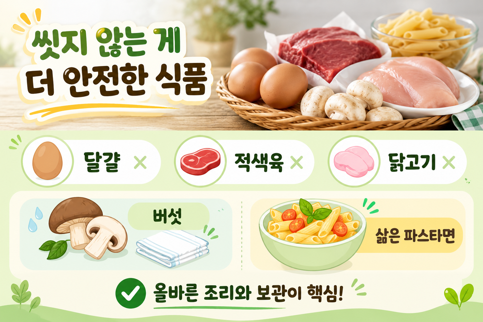 요리 전 절대 물로 씻으면 안 되는 식재료 5가지, 오히려 세균 퍼집니다