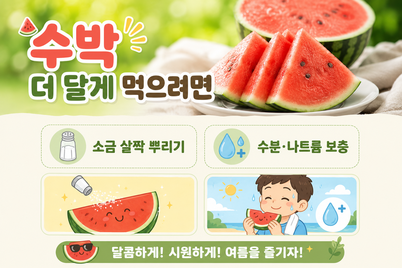 수박 더 달게 먹는 법, 소금 한 꼬집이면 단맛이 확 살아납니다