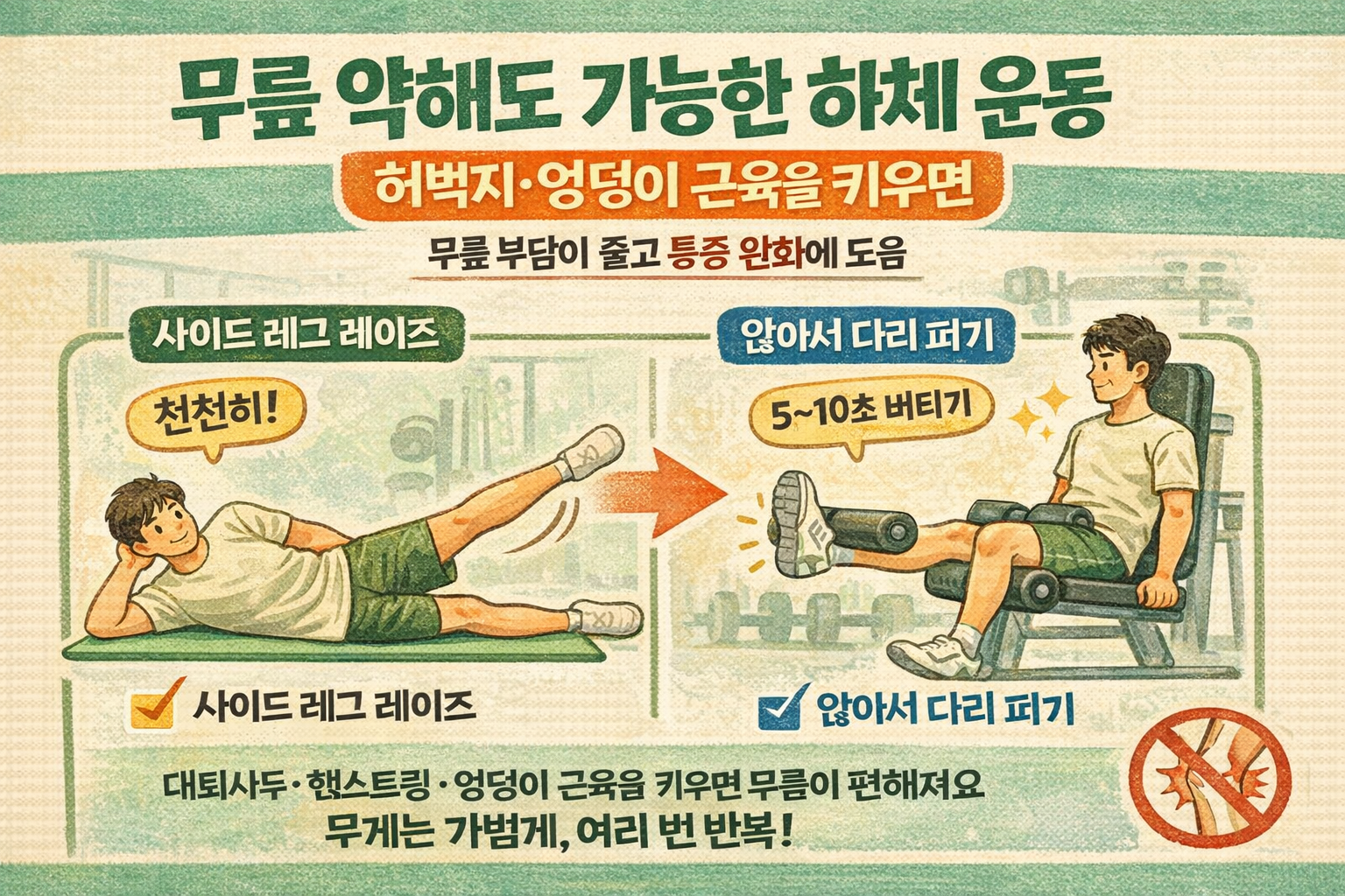 서장훈 “무릎 연골 없어 하체운동 힘들다” 무릎 약해도 가능한 허벅지·햄스트링 강화법