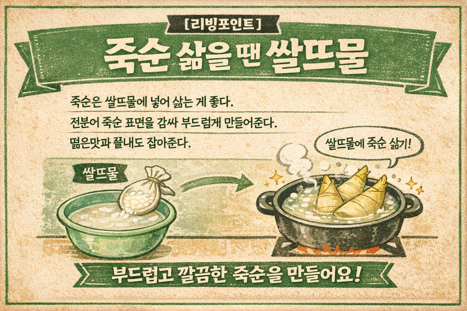 죽순 삶을 때 맹물 쓰지 마세요 쌀뜨물에 삶아야 떫은맛과 풀내가 사라집니다