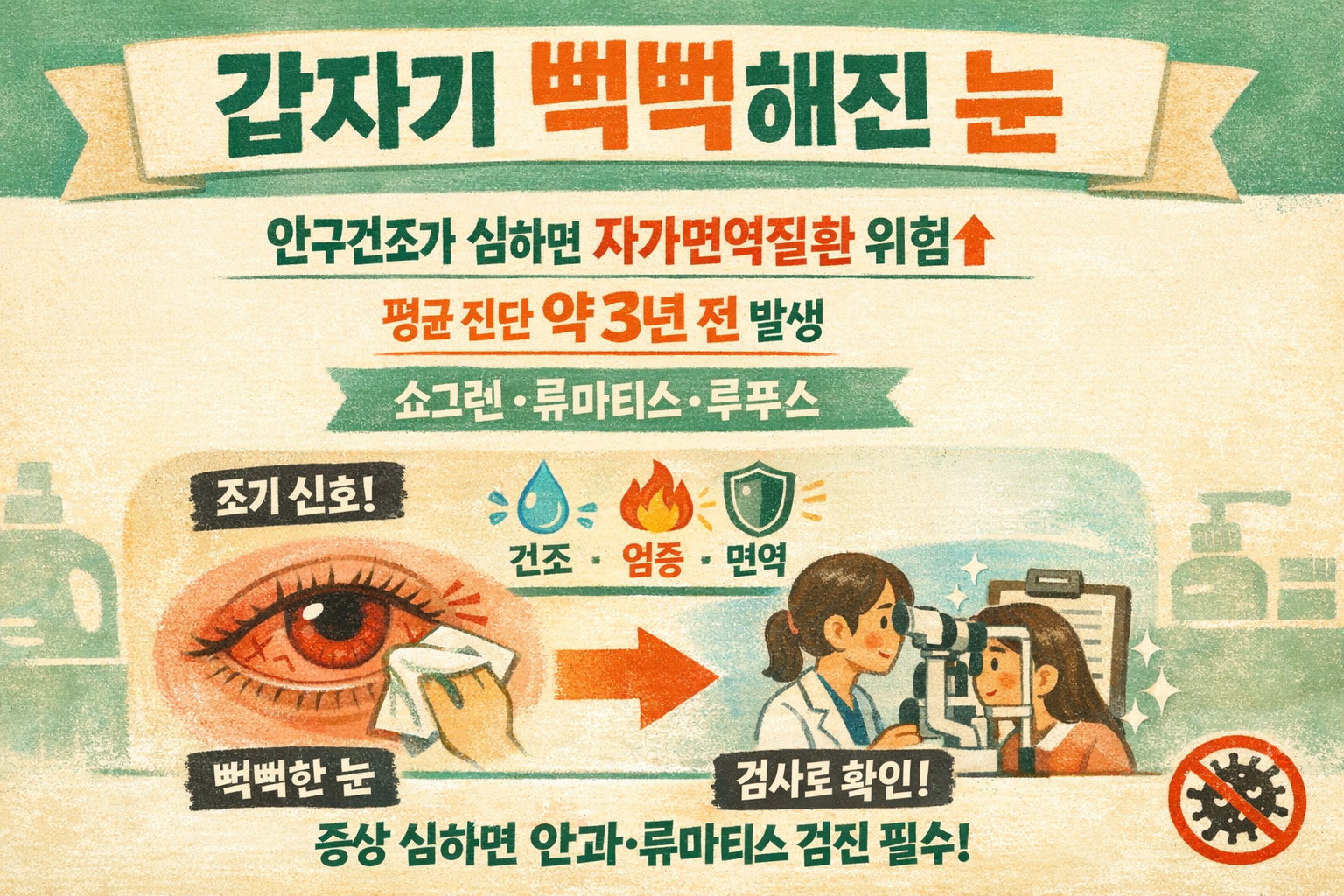 갑자기 눈이 뻑뻑? 안구건조증이 ‘자가면역질환’ 신호일 수 있는 이유(쇼그렌·류마티스·루푸스)