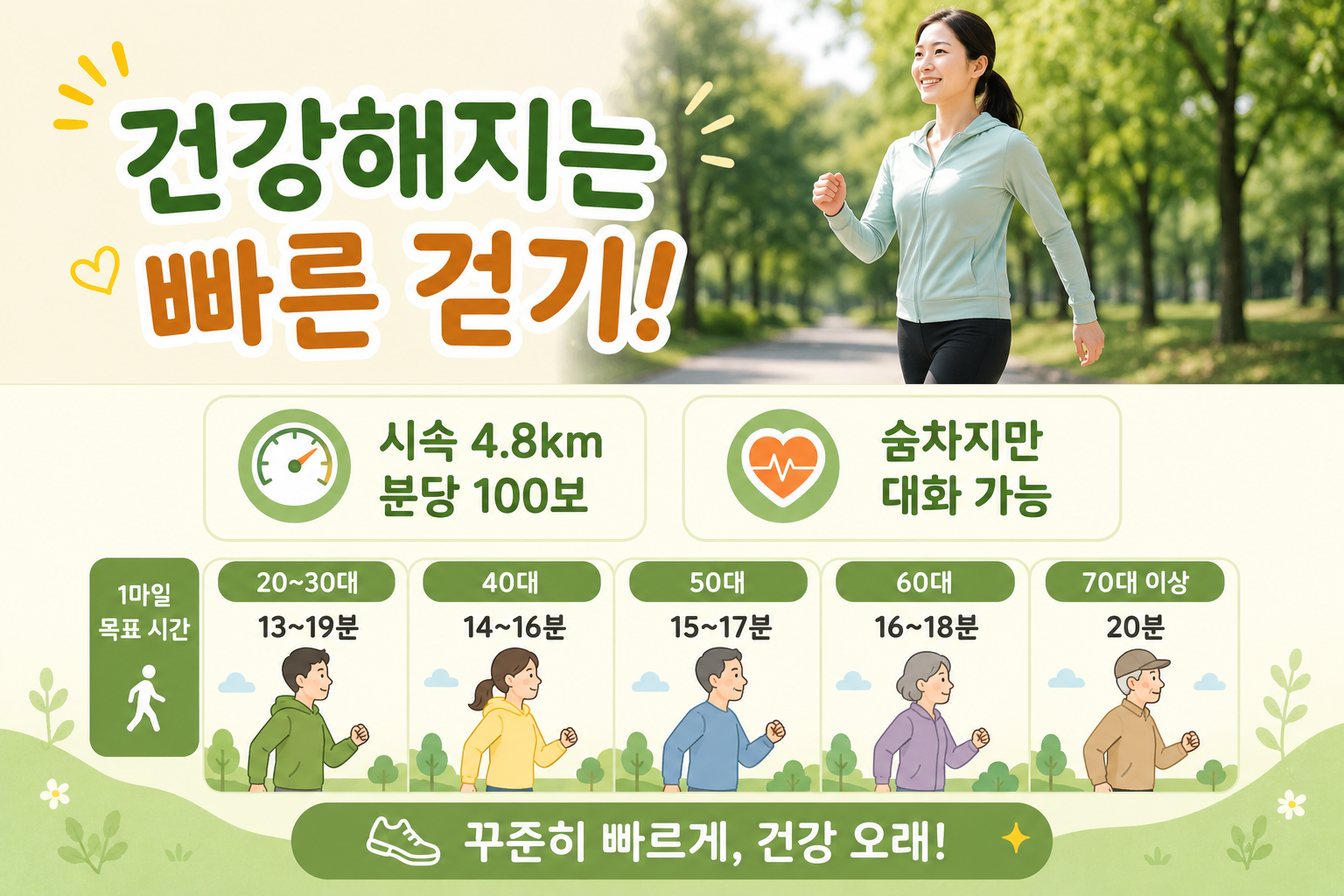 걷기 속도 느려졌다면 주의하세요, 연령대별 빠른 걷기 기준과 건강 효과