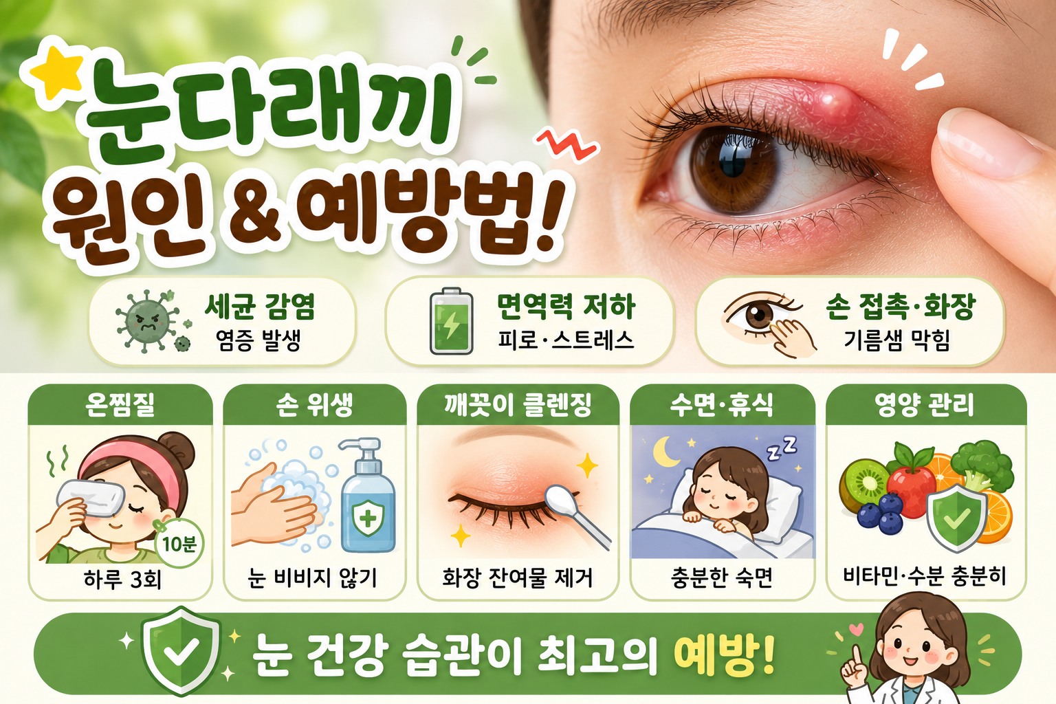 눈다래끼 원인과 빨리 낫는 법, 온찜질부터 병원 가야 할 증상까지