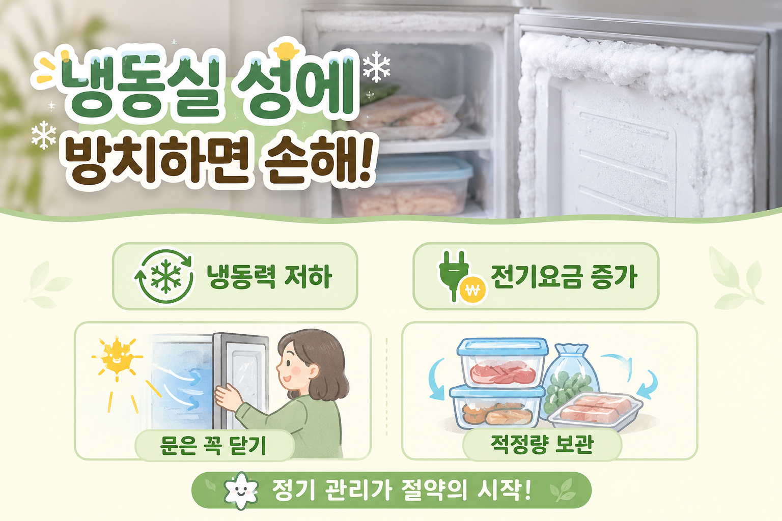 냉동실 성에 제거법, 전기요금 줄이는 원인별 관리 꿀팁