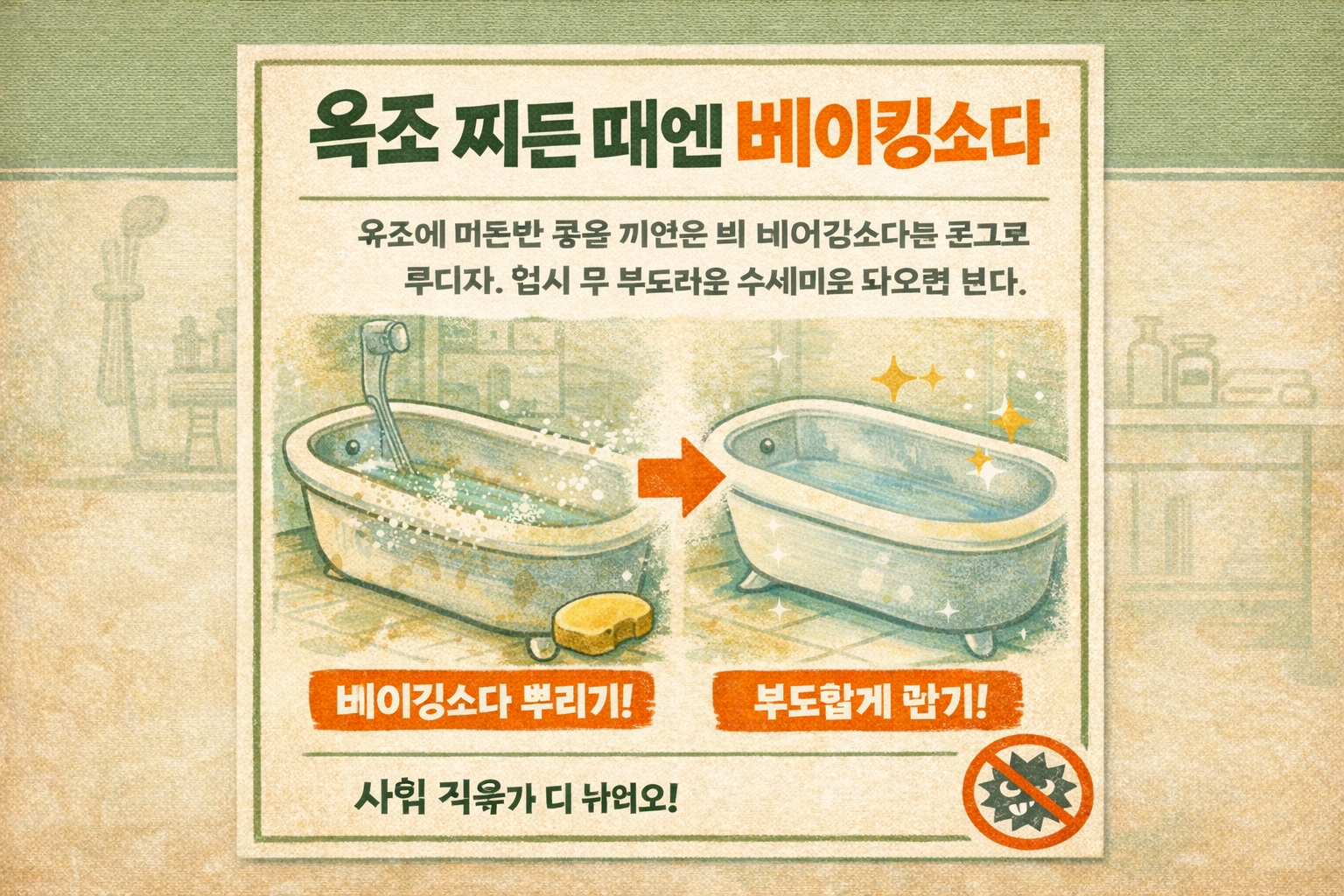 욕조 찌든때 ‘베이킹소다 한 줌’이면 끝! 샤워 직후 3분 청소법