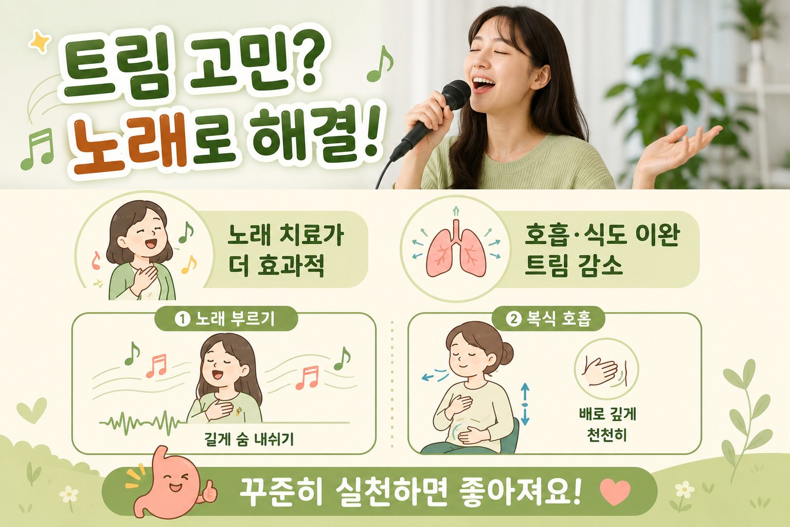 트림이 하루 수백 번 나온다면? 노래 치료가 복식호흡보다 효과적
